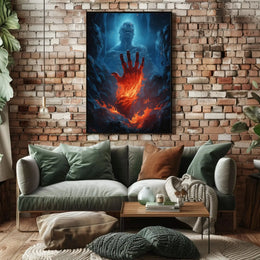 Fiery Transformation in Mythical Realm Sci-Fi Poster PosterGoat