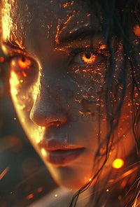 Fiery Woman Supernatural Transformation Artistic Poster PosterGoat