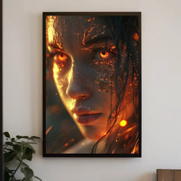 Fiery Woman Supernatural Transformation Artistic Poster PosterGoat