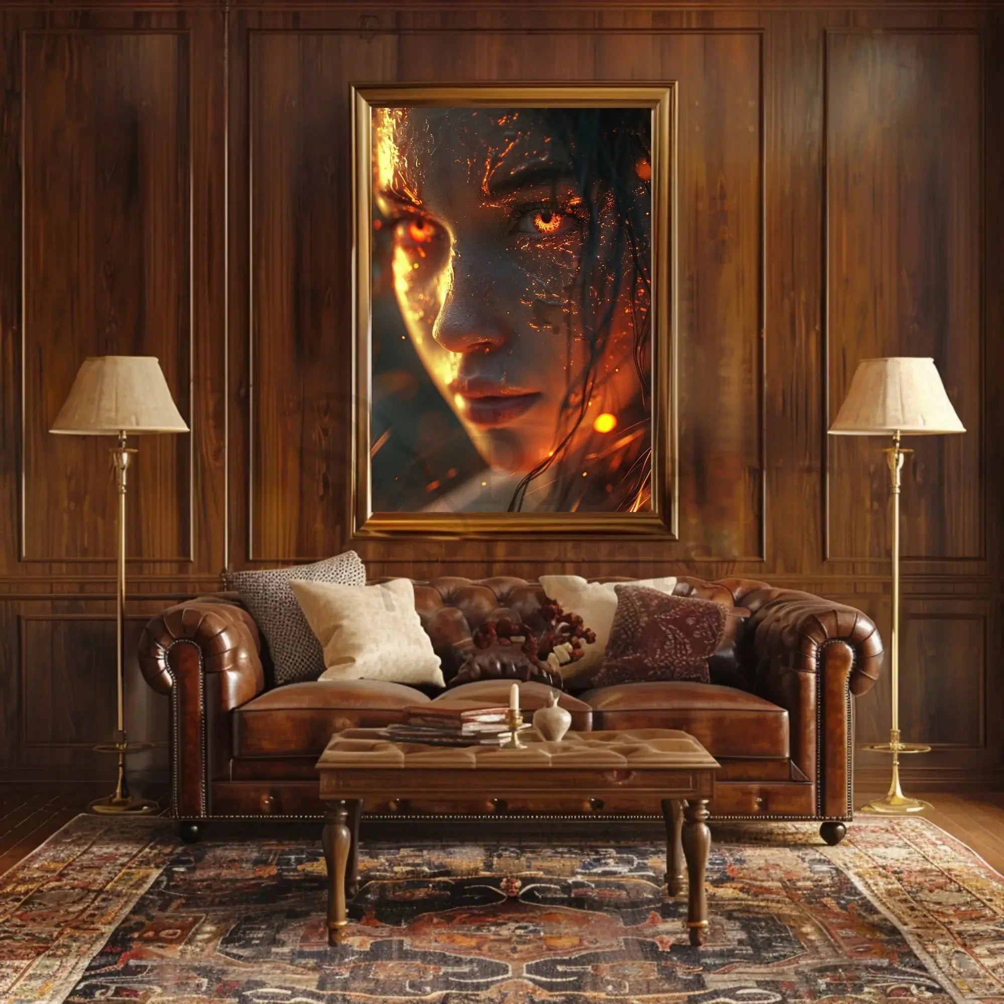 Fiery Woman Supernatural Transformation Artistic Poster PosterGoat