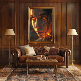 Fiery Woman Supernatural Transformation Artistic Poster PosterGoat