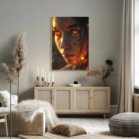 Fiery Woman Supernatural Transformation Artistic Poster PosterGoat
