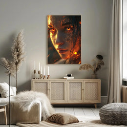 Fiery Woman Supernatural Transformation Artistic Poster PosterGoat