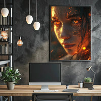 Fiery Woman Supernatural Transformation Artistic Poster PosterGoat