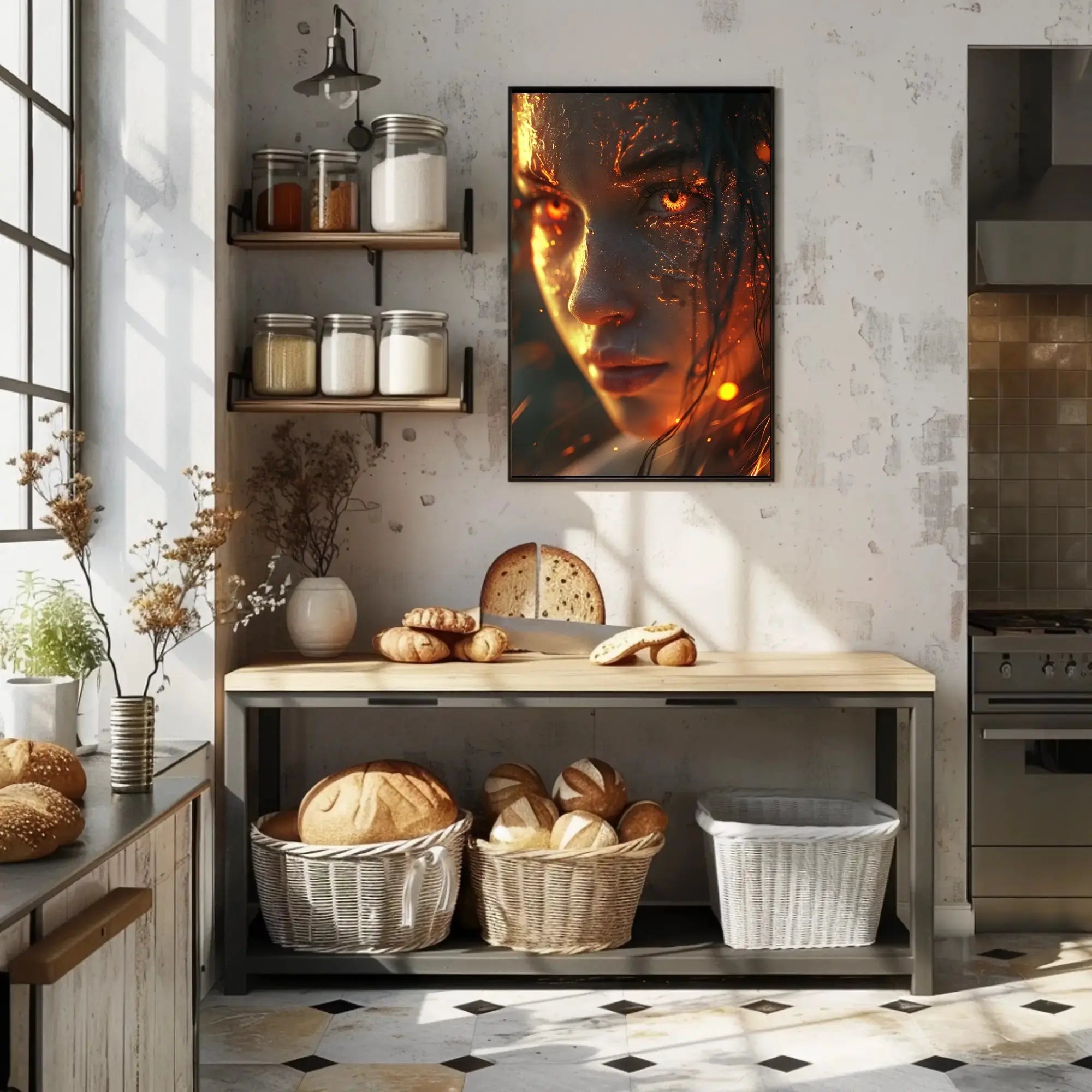 Fiery Woman Supernatural Transformation Artistic Poster PosterGoat