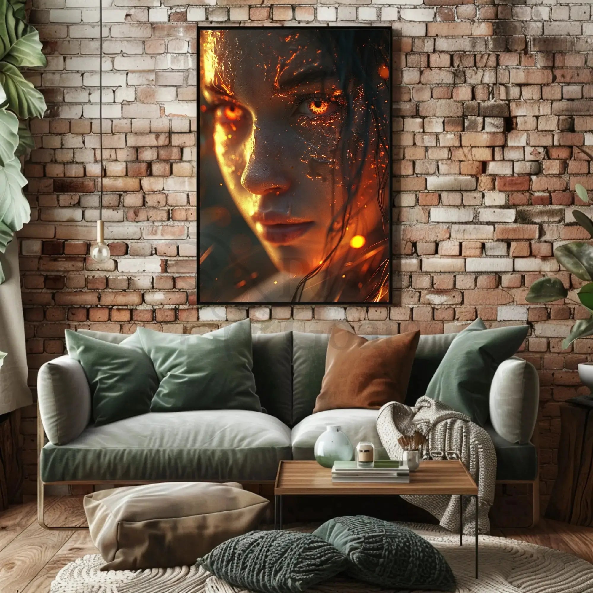 Fiery Woman Supernatural Transformation Artistic Poster PosterGoat