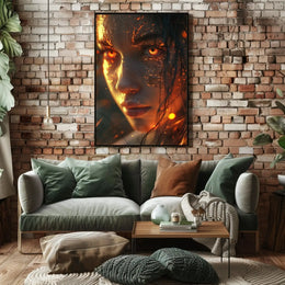 Fiery Woman Supernatural Transformation Artistic Poster PosterGoat