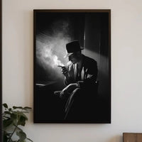 Film Noir Mystery Man in Black and White Artistic Poster PosterGoat