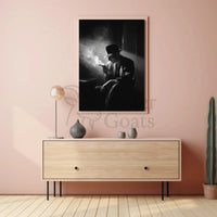 Film Noir Mystery Man in Black and White Artistic Poster PosterGoat