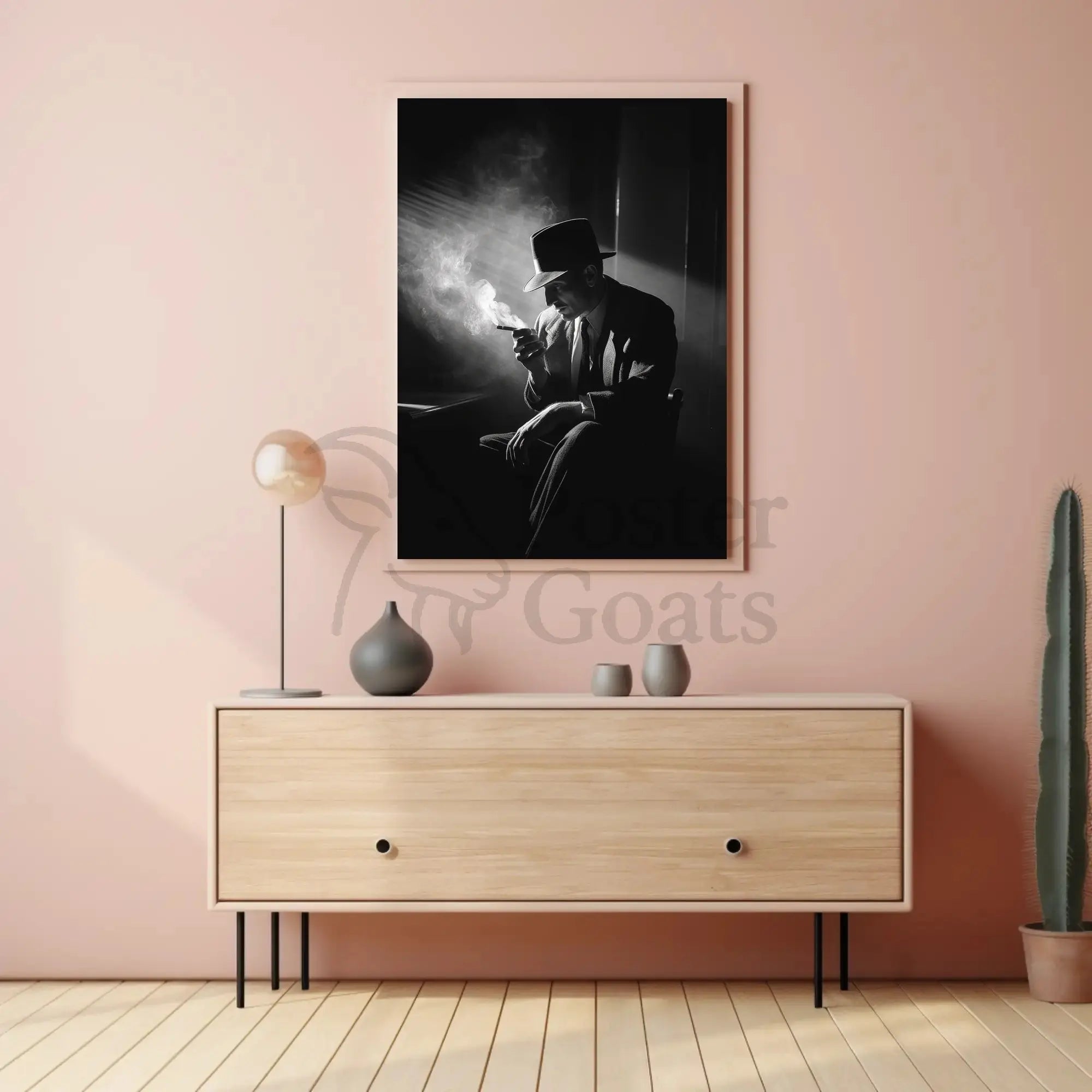 Film Noir Mystery Man in Black and White Artistic Poster PosterGoat