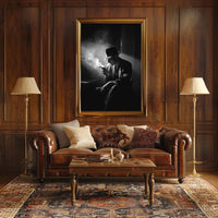 Film Noir Mystery Man in Black and White Artistic Poster PosterGoat
