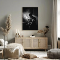 Film Noir Mystery Man in Black and White Artistic Poster PosterGoat