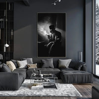 Film Noir Mystery Man in Black and White Artistic Poster PosterGoat