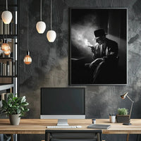 Film Noir Mystery Man in Black and White Artistic Poster PosterGoat