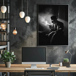 Film Noir Mystery Man in Black and White Artistic Poster PosterGoat