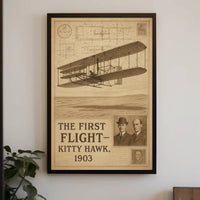 First Flight Wright Brothers Historical Aviation Poster PosterGoat