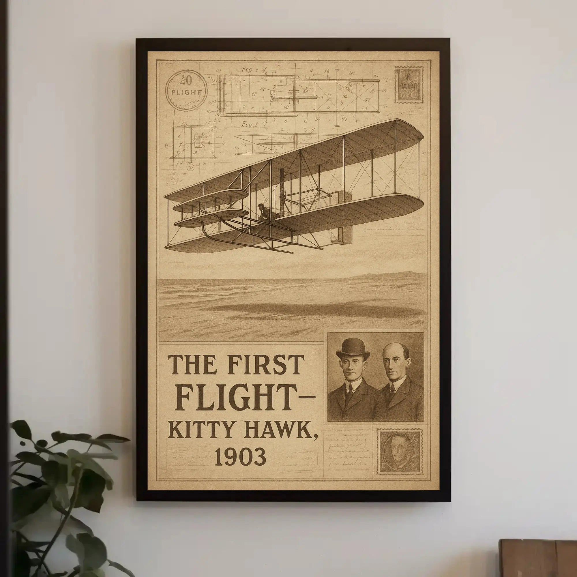 First Flight Wright Brothers Historical Aviation Poster PosterGoat