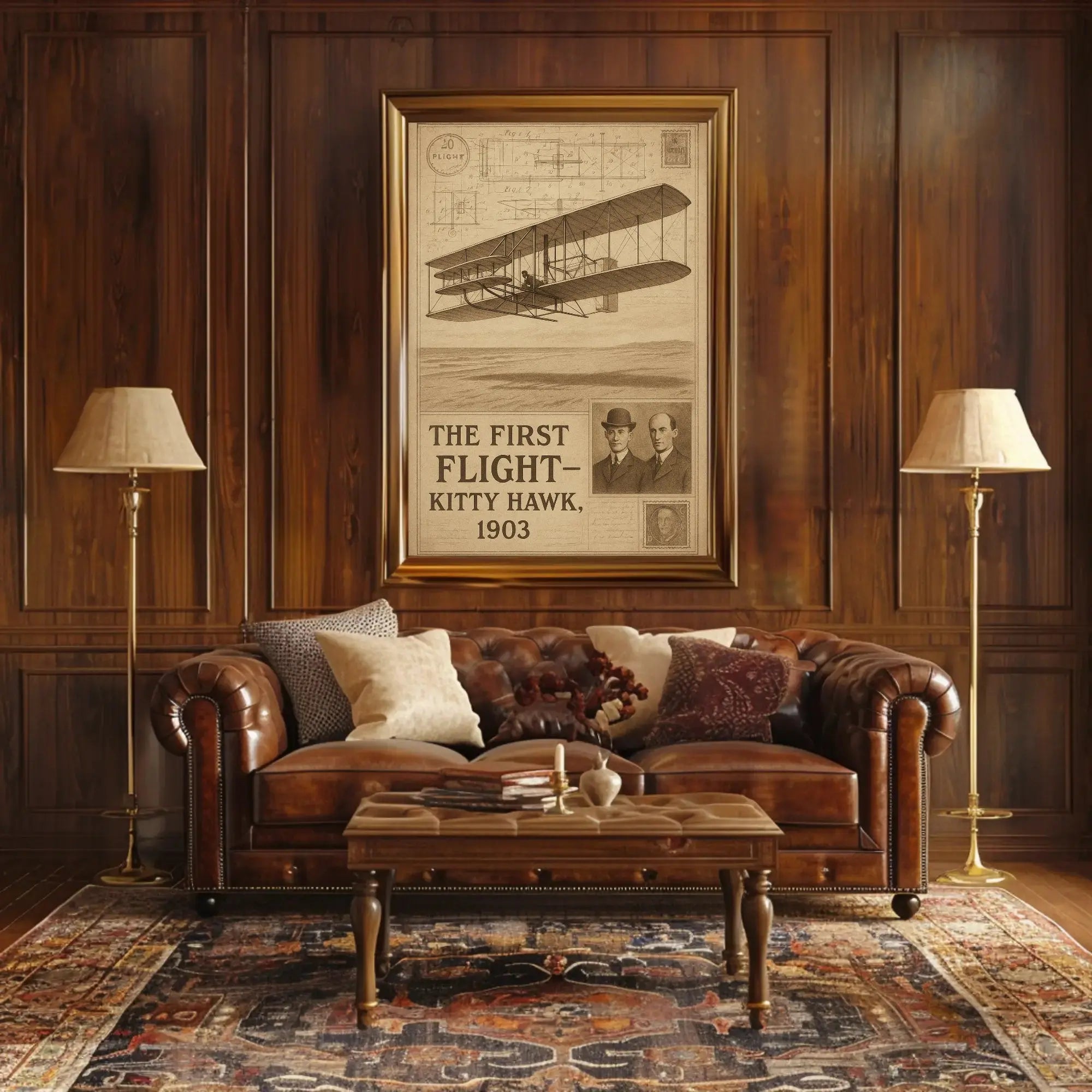 First Flight Wright Brothers Historical Aviation Poster PosterGoat
