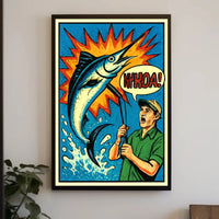 Fishing Comic Art Action Scene Sports Poster PosterGoat