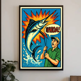 Fishing Comic Art Action Scene Sports Poster PosterGoat