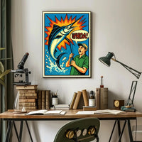 Fishing Comic Art Action Scene Sports Poster PosterGoat