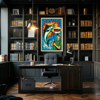 Fishing Comic Art Action Scene Sports Poster PosterGoat