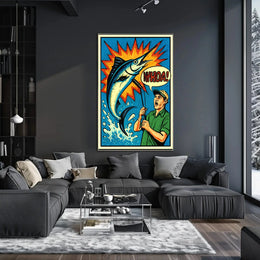 Fishing Comic Art Action Scene Sports Poster PosterGoat