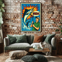 Fishing Comic Art Action Scene Sports Poster PosterGoat