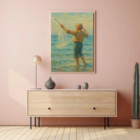 Fishing at Dawn: Impressionistic Artistic or Pop Culture Poster PosterGoat