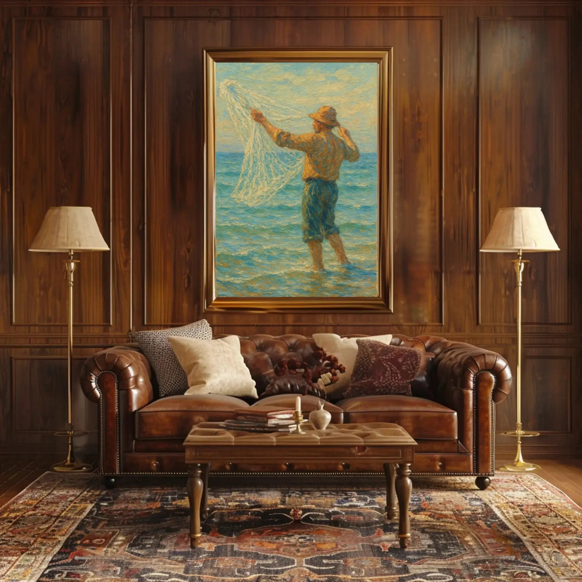 Fishing at Dawn: Impressionistic Artistic or Pop Culture Poster PosterGoat