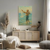 Fishing at Dawn: Impressionistic Artistic or Pop Culture Poster PosterGoat