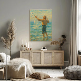 Fishing at Dawn: Impressionistic Artistic or Pop Culture Poster PosterGoat