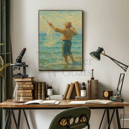 Fishing at Dawn: Impressionistic Artistic or Pop Culture Poster PosterGoat