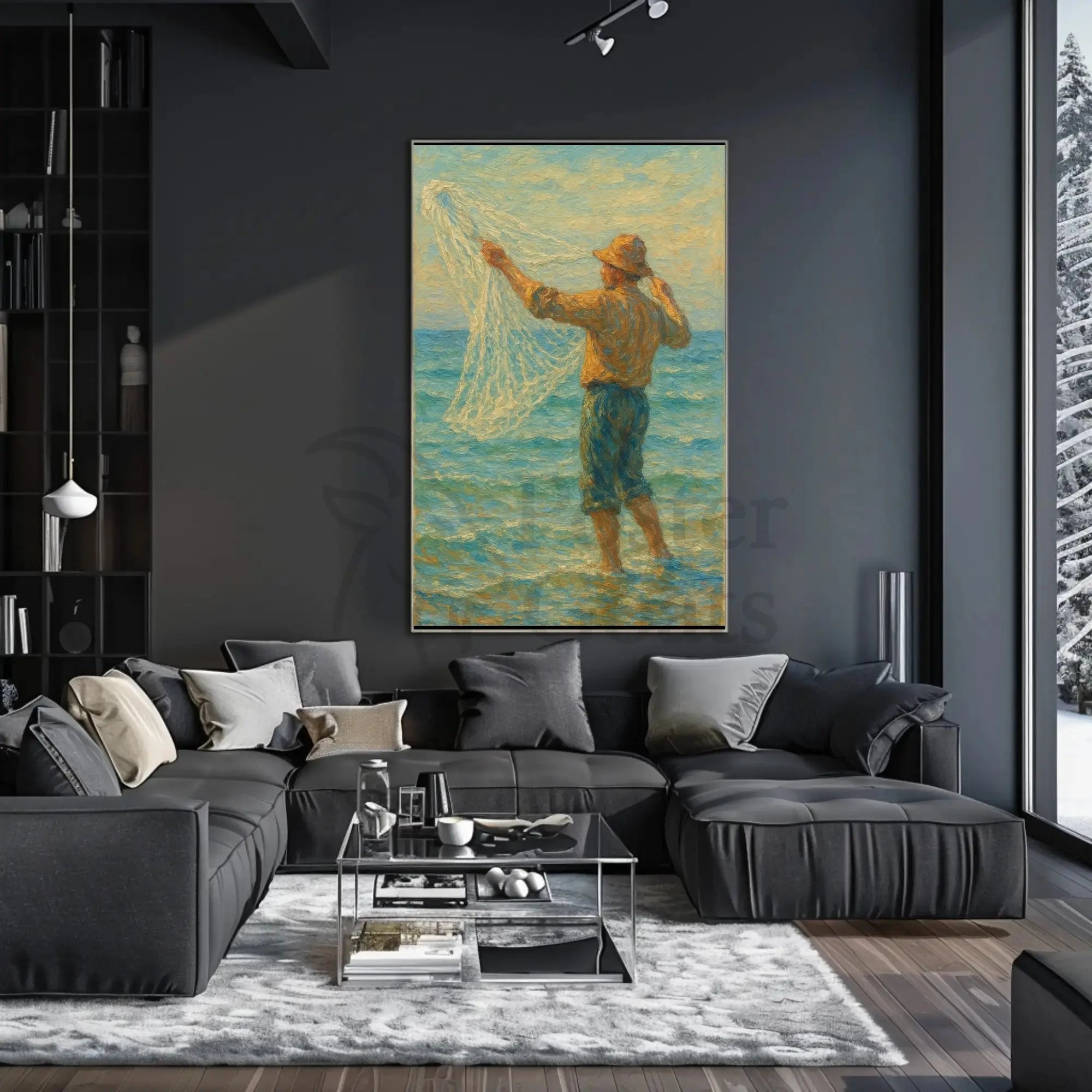 Fishing at Dawn: Impressionistic Artistic or Pop Culture Poster PosterGoat