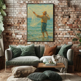Fishing at Dawn: Impressionistic Artistic or Pop Culture Poster PosterGoat