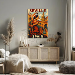 Flamenco Spirit Seville Travel Vintage Artistic Poster PosterGoat
