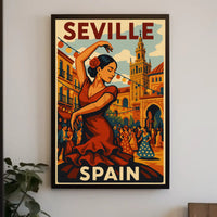 Flamenco Spirit Seville Travel Vintage Artistic Poster PosterGoat