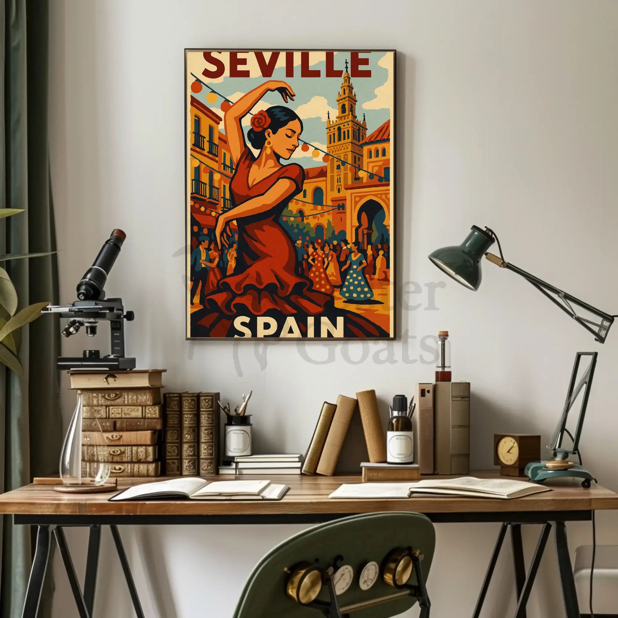 Flamenco Spirit Seville Travel Vintage Artistic Poster PosterGoat