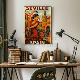 Flamenco Spirit Seville Travel Vintage Artistic Poster PosterGoat