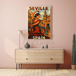 Flamenco Spirit Seville Travel Vintage Artistic Poster PosterGoat