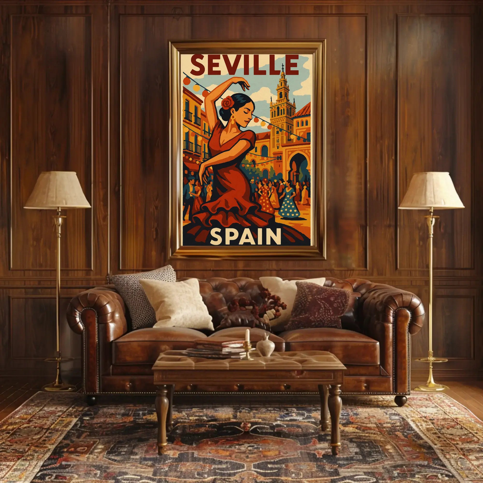 Flamenco Spirit Seville Travel Vintage Artistic Poster PosterGoat