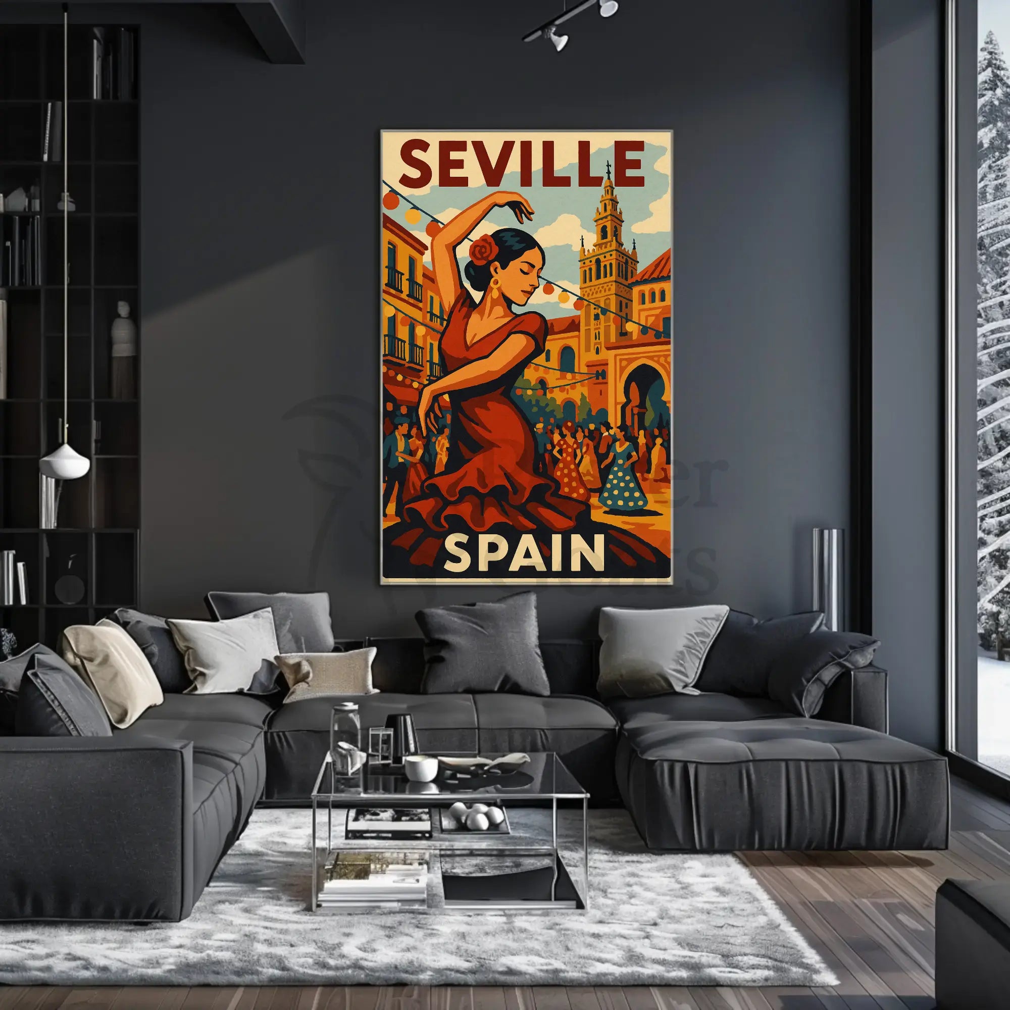 Flamenco Spirit Seville Travel Vintage Artistic Poster PosterGoat