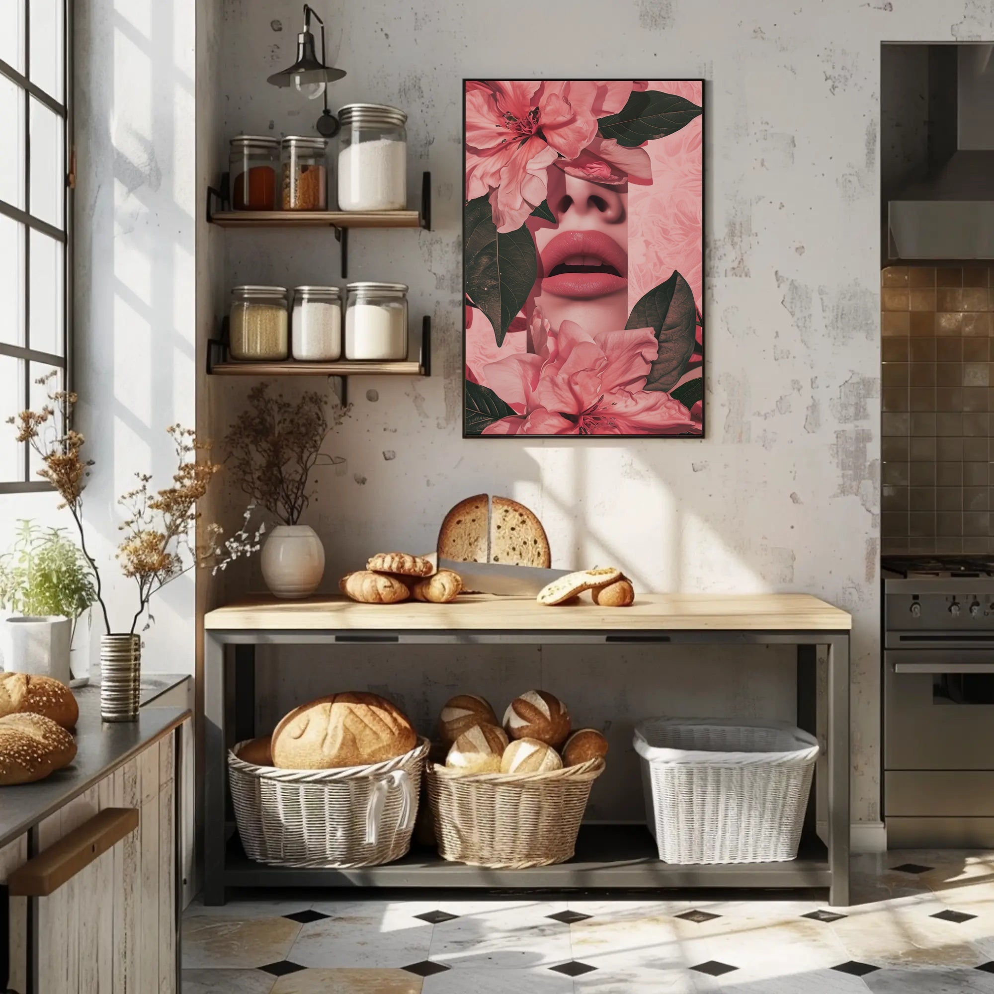 Floral Harmony: Surreal Woman Nature Artistic Poster PosterGoat