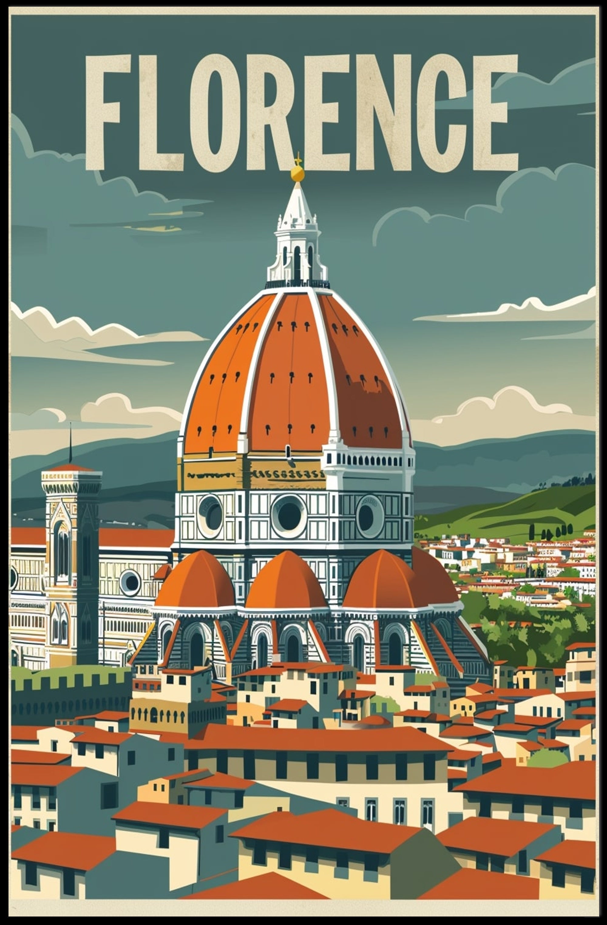 Florence Cathedral Vintage  Art Poster PosterGoat