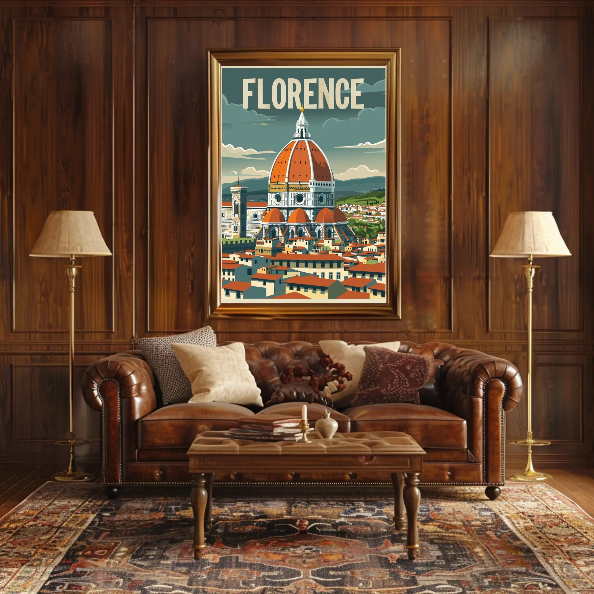 Florence Cathedral Vintage  Art Poster PosterGoat