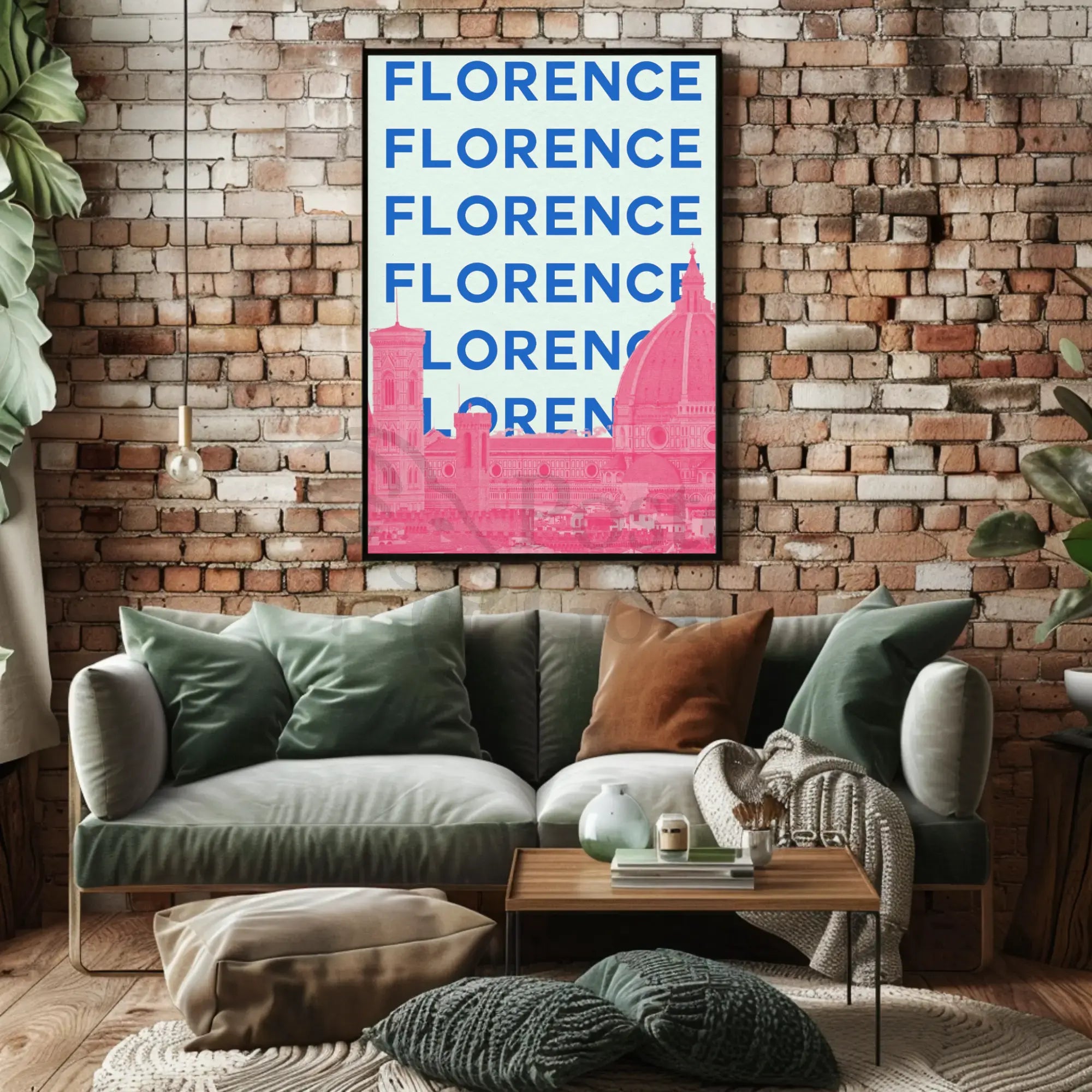 Florence Skyline in Pastel, Modern Travel Poster PosterGoat