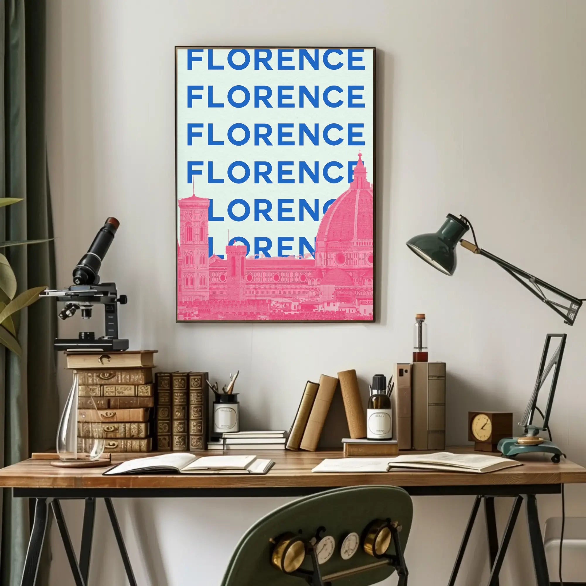 Florence Skyline in Pastel, Modern Travel Poster PosterGoat