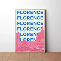 Florence Skyline in Pastel, Modern Travel Poster PosterGoat
