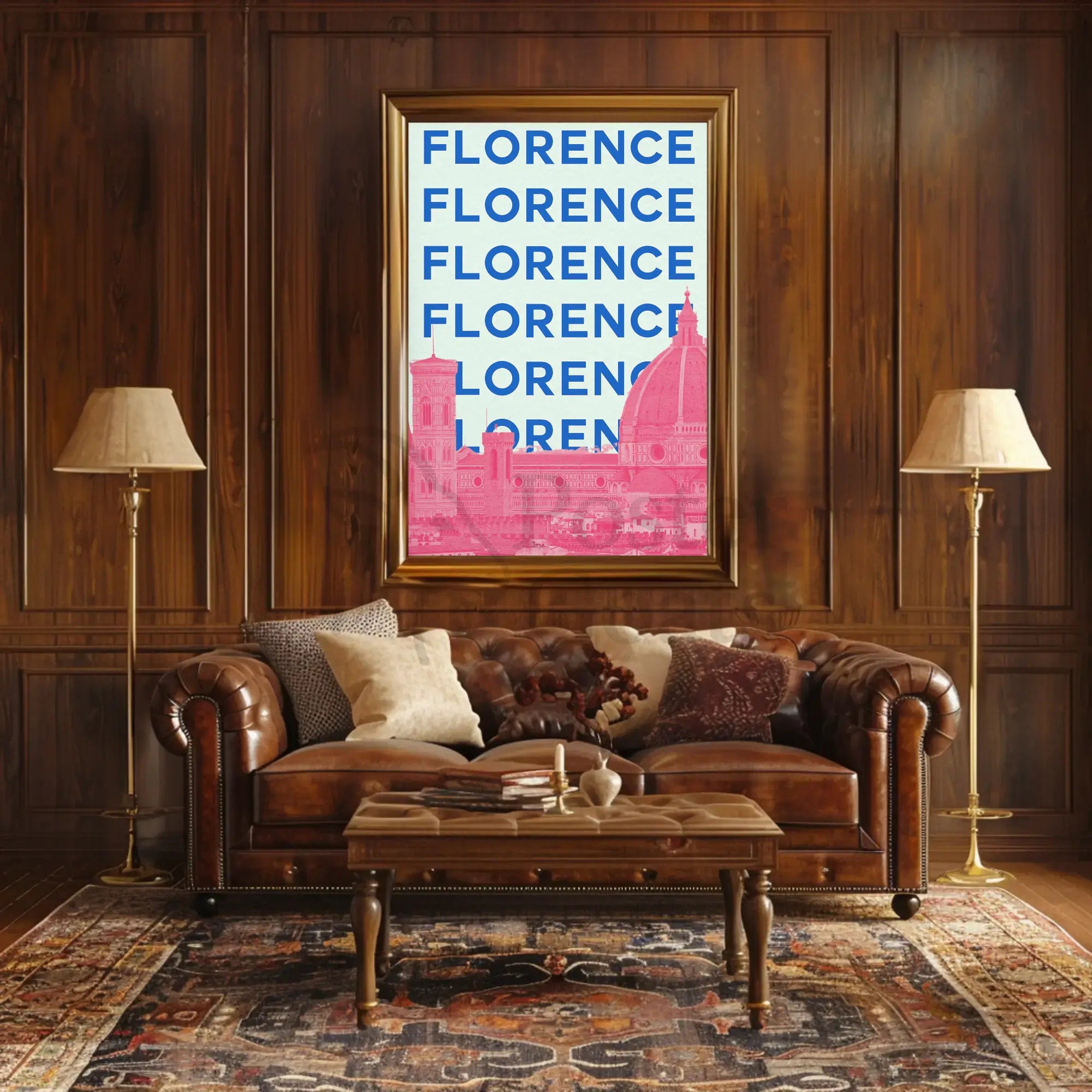 Florence Skyline in Pastel, Modern Travel Poster PosterGoat
