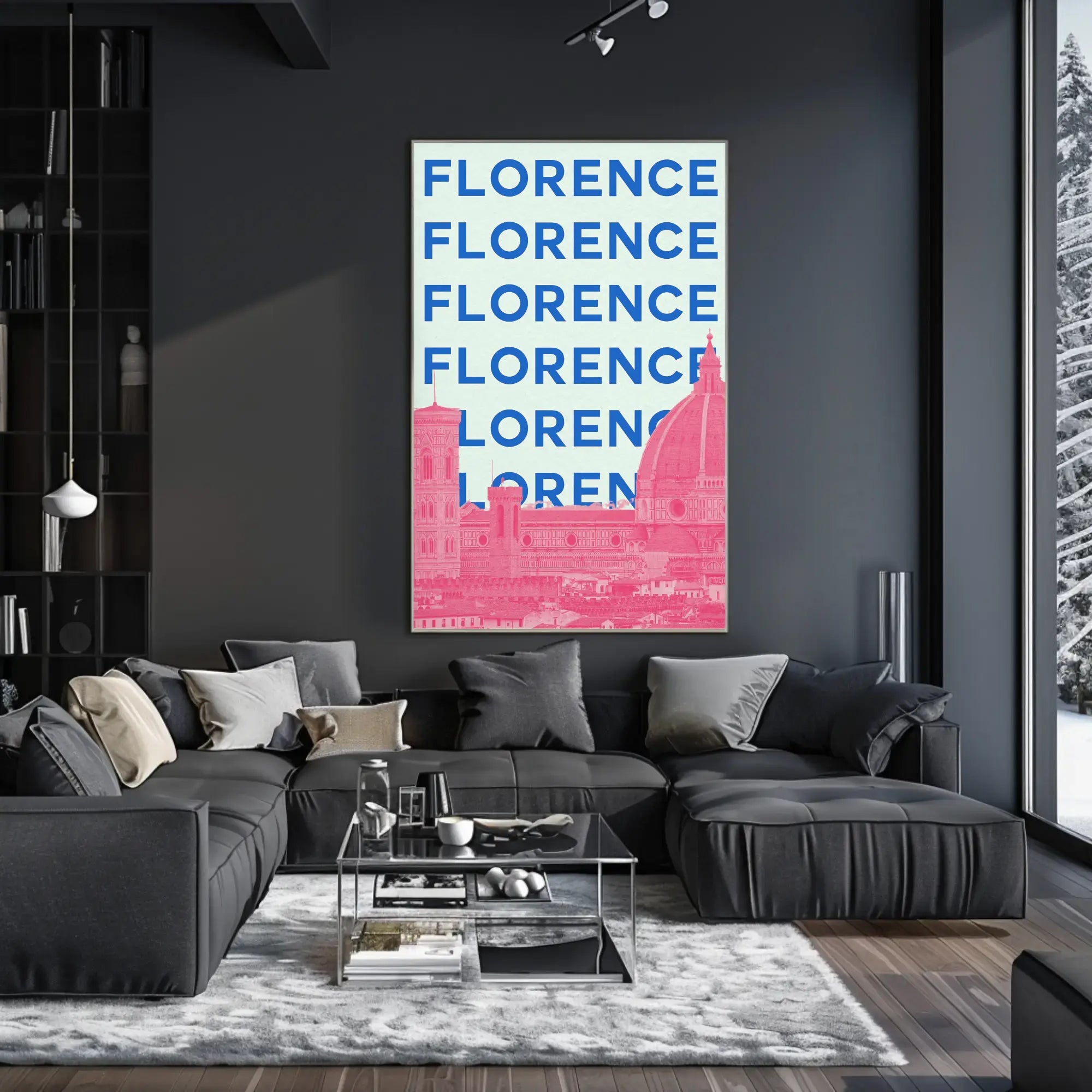 Florence Skyline in Pastel, Modern Travel Poster PosterGoat